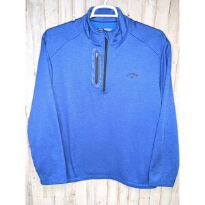 Callaway Quarter Zip Tech‎ Pullover Polyester XL Blue Heather Golf Fleece Lined